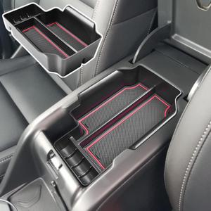 TACORBO Center Console Organizer Compatible with Chevy Colorado/GMC Canyon Accessories 2015-2020 2021 2022 Armrest Secondary Storage Box, ABS Materials,Red Trim