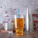 Disposable 32 oz clear Plastic Cups with Flat Lids with x hole,50 sets