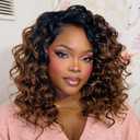 Ocean Wave Crochet Hair - 9 Inch 8 Packs Ombre Brown Short Curly Deep Wave Crochet Hair, Synthetic Ocean Wave Braiding Hair Extensions (9 Inch,OT30-8P)