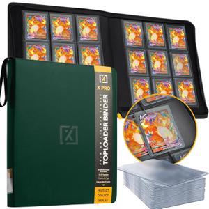 X PRO Top Load Card Binder - Compatible with Top-loading Card Cases - Fits 252 | 20 Premium Loaders Included | 9-Pocket Ringless Double-Sided Pages | Storage for TCG & Sports Cards, 4x6 inches , 2.5x3.5 inches