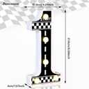 3 x Racing Car Light up Numbers Checkered Birthday Decorations Happy Birthday Light up Sign Racetrack Inspired Decor Cars Theme Birthday Party Decorations Night Light for Racing Party Supplies (Number 1) (White+Black)