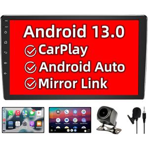 Binize Double Din Car Stereo Android 13 System 10.1 Inch Car Radio with Wireless Carplay Android Auto Touch Screen Radio Head Unit Multimedia Player,Bluetooth,GPS Navigation,FM,Backup Camera
