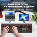 JOMAA Dual Mode Wireless Keyboard, 2.4G Bluetooth 3 Devices Switch, Quiet Scissor Switch Keys, Backlit with Multimedia Shortcut Keys, for Windows/Mac/iOS/Android PC Laptop Tablet