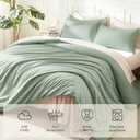 Litanika Comforter Full Size Set Sage Green, 3 Pieces Lightweight Bed Set, Solid Bedding Comforters Sets, Soft All Season Down Alternative Quilt Blanket