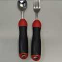 Adaptive Utensils, Weighted Special Supplies Spoon Fork Set, Weak Hand Grip & Handicapped & Parkinsons Aids for Living, Arthritis for Hand Tremors, Travel Eating Utensils for Disabled, Elderly, Adults