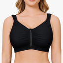 CYDREAM Zip Front Bra for Women Wireless Full Coverage Comfort Everyday Post Surgery Compression Bras Adjustable Straps, Size Large