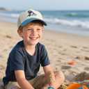 Kids Trucker Hat for Boys Girls Ages 3-9, UPF 50+ Protection Mesh Back Embroidered Baseball Cap (Blue)