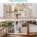 No Pawblems Free Standing Dog Gate with Cat Door, 30'' Tall Foldable Dog Fence for Indoor & Outdoor, Up to 78 Inch Extra Wide Puppy Gate for Stairs, Hallways, Doorways, Deck, Yard (White, 3 Panels)