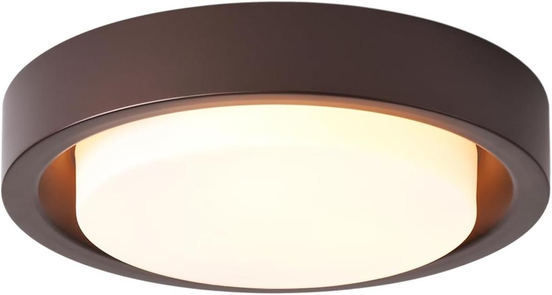 MIAOMEIO 16 Inch Flush Mount Ceiling Light,3-Lights Oil Rubbed Bronze Finish with Frosted Glass Shade,Round Ceiling Light Fixture for Bedroom Livingroom Kitchen