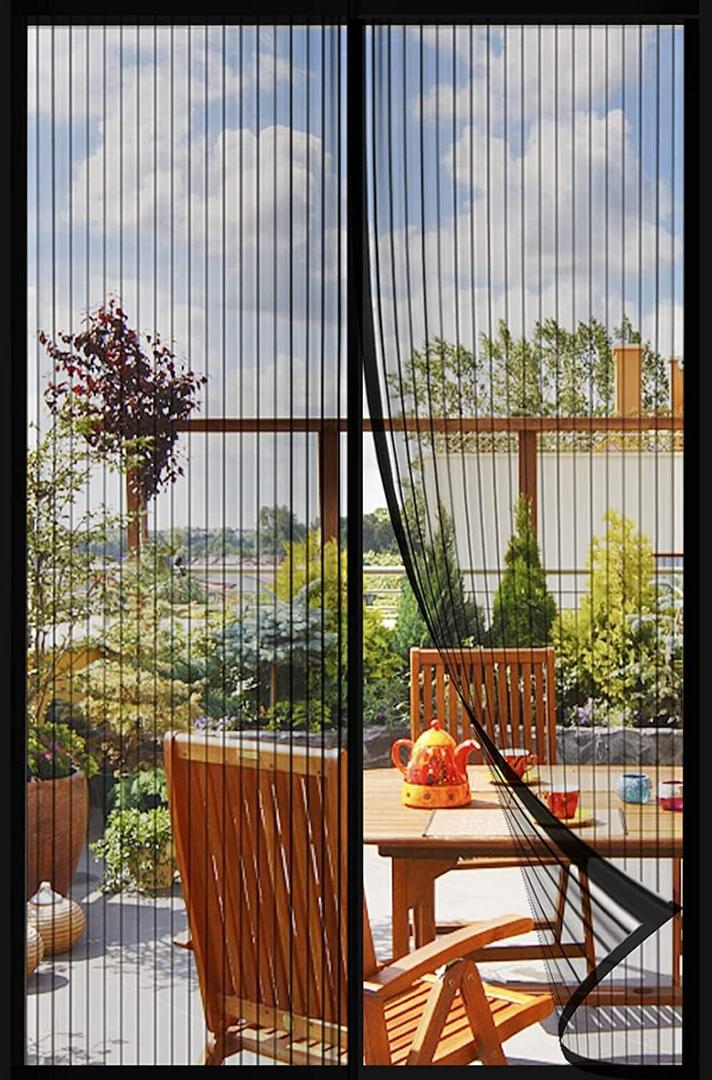 Magnetic Screen DoorScreen Door MeshKeep Bugs Out, Heavy-Duty Mesh Curtain,Pet and Kid Friendly, Works with Front Doors, Sliding Doors39 x 82 Inches (Black)