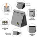 Insulated Lunch Bag for Men, Durable & Reusable, Grey | Slim lunch bag with carry handle, two mesh side pockets and a back slip pocket; insulated liner keeps food cool
