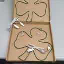 1 Set St. Patricks Day Window Decoration Shamrock Light, 15.8 Shamrock Clover with 40 Green LEDs, Irish Leaf Shape Iron Frame, USB Powered Hanging Window Light for Home, Storefront, Party Decor