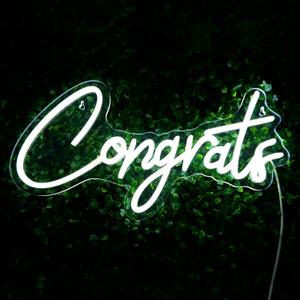 IMEGINA White Congrats Neon Sign - Dimmable LED Neon Sign for Wall Decor 17.7x9 Inch, 2025 Congratulations Graduation Decoration Neon Lights for Party, Wedding, Banner