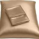 BLISSFORD Satin Pillowcase with Zipper, for Hair and Skin Care, Feels Soft and Cool Like a Silk Pillowcase, Beige Satin Pillow Cases 2 Pack, Slik Pillow Cover, Queen Size, Set of 2