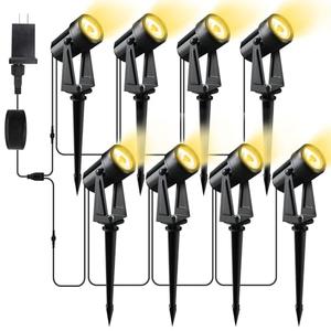 Pogestrand Low Voltage Landscape Lighting,8 Pack Outdoor LED Landscape Spotlights with Transformer 27V Garden Lights Pathway Lights IP65 Waterproof 3000K Warm White