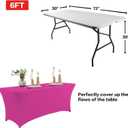IVAPUPU 2 Pack 6FT Table Cloth for Rectangular Fitted Events Stretch Fuchsia Table Covers Washable Cover Spandex Tablecloth Protector for Party, Wedding, Cocktail, Banquet, Festival