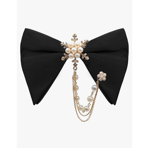 Oversized Bow Ties for Men, Pre-tied Bowtie with Pearl Adjustable Mens Bow Tie for Wedding Party Banquet Prom