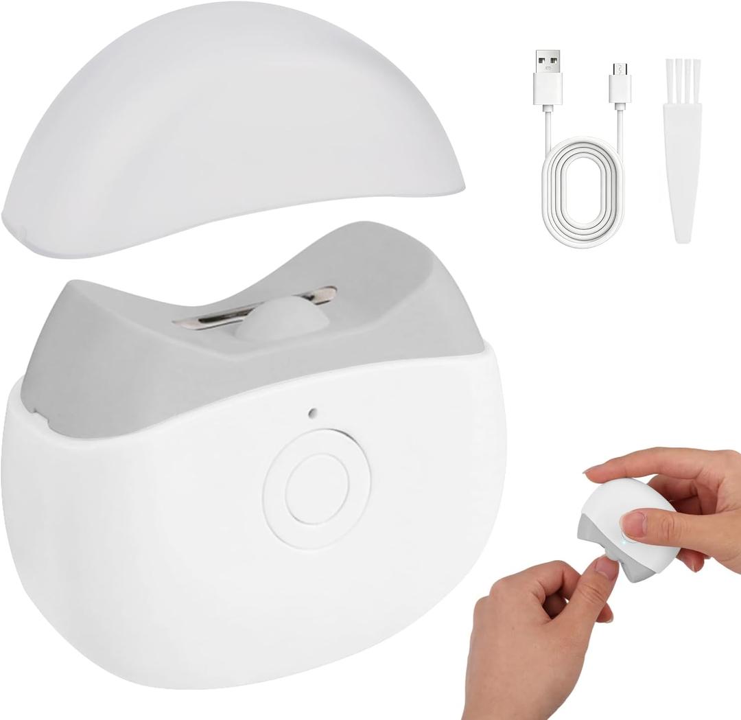 2026 New Electric Nail Clippers, Automatic Nail Trimmer with LED Light & 2 Speeds - Safe Portable Nail Cutter for Baby Kids Adult Seniors, Portable for Home Travel (White)
