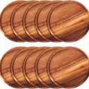 Rtteri 10 Pieces Acacia Round Wood Plates 12 x 0.6 Inch Dinner Plates Wooden Charger Platter Bulk Easy Cleaning Lightweight Serving Tray for Dishes Snack Dessert