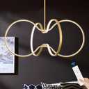 Modern LED Pendant Light Gold Dimmable Circular Chandelier, Kitchen Island Pendant Light Fixture with Remote Control for Dining Room, Kitchen, Entry, Living Room(D31.5 Inch)