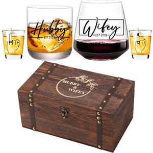 Hubby & Wifey Wedding Keepsake Box Set, Bridal Shower Gifts,Unique Wedding Engagement Gifts for Couples Mr Mrs Storage Gift Box,Newly-Married Gift2026