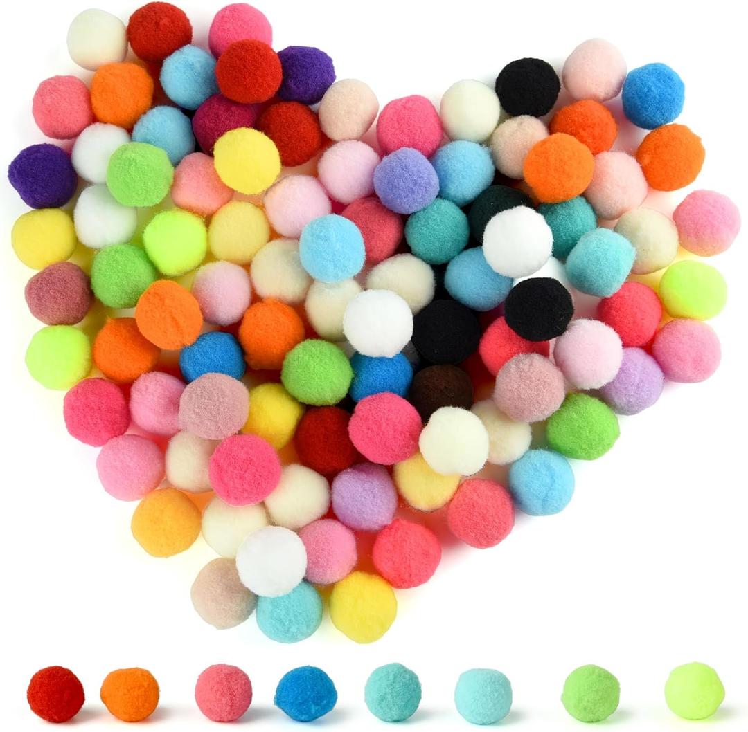 TUPARKA 100 Pcs Craft Pom Poms 1 Inch Felt Balls for Kids DIY Art Creative Crafts Projects and Decoration(Multicolor)