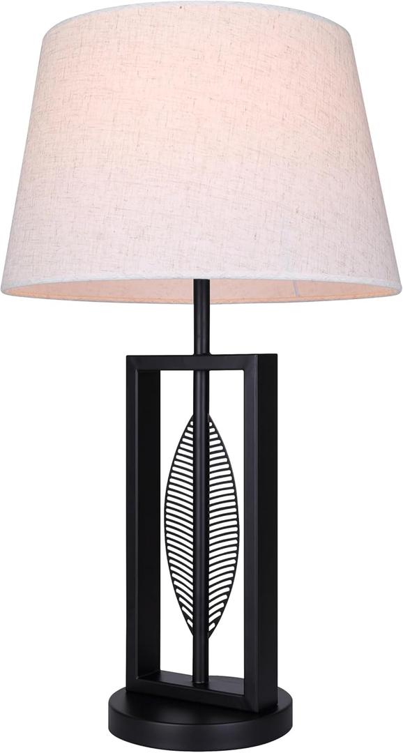 Canarm Willow 1 Light Table Lamp with Matte Black Finish and Natural Cream Shade