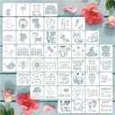 50Pcs 4 Inch Baby Shower Stencils for Painting Onesie Decorating Kit Fabric Stencil Reusable Templates for Painting on Onesies Shoes Bibs Clothes Cookie Bodysuit (50 pcs)