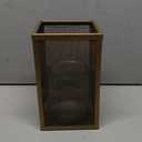 MY SWANKY HOME Contemporary Minimalist Gold Mesh Cage Candle Holders Square Pillar Hurricanes 10"×6"