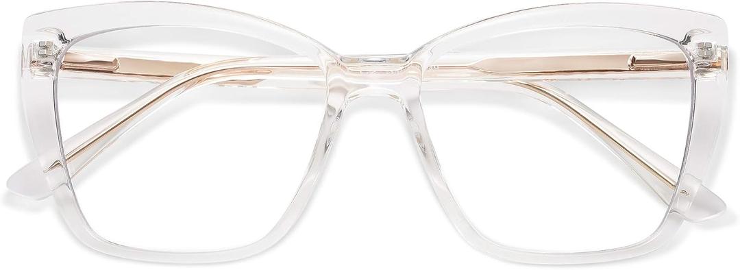 AMOMOMA Trendy TR90 Oversized Blue Light Reading Glasses Women,Stylish Square Cat Eye Glasses AM6031