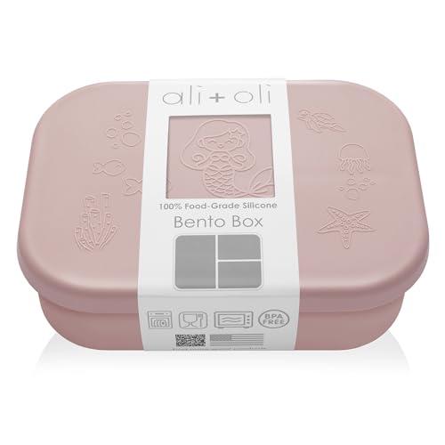 Ali+Oli Silicone Bento Box (Mermaid) Lunch Box for Kids, Toddlers, Preschoolers & Adults | BPA-Free and Spill-Proof | Ideal for School, and On-the-Go Meals| Perfect for Lunch, Snacks, and Meals