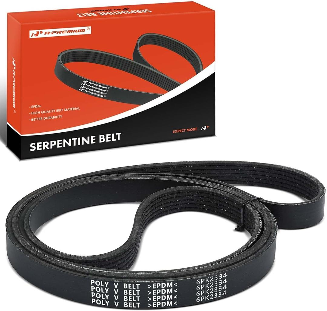 A-Premium 91.85 In Engine Serpentine Belt Fit For Ford, Audi, GMC, Hyundai, Jeep, Chevy, Buick, Laforza, Lincoln, Mazda & Mercury Cars - Escape, Fusion, Mustang, E-150 Econoline, Q5, Q7, A6, A8