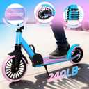 Nattork Kick Scooter for Age 6+ Kids Teens Adults, Max Load 240 LBS, Adjustable Height Foldable with 8" Large Wheels, Anti-Shock Suspension