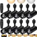 Zoomable LED Track Lighting Heads,2700K-6500K Stepless Dimming H Type Dimmable Rail Ceiling Track Lights Fixtures for Kitchen,Flicker Free 15° to 60° CRI90 12W 1200LM,Black 10 Pack