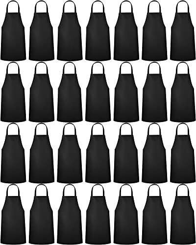 Foaincore 36 Pack Bib Aprons Bulk Plain Aprons for Man Woman Adult Unisex Apron Machine Washable Adjustable Bib Apron(Black)