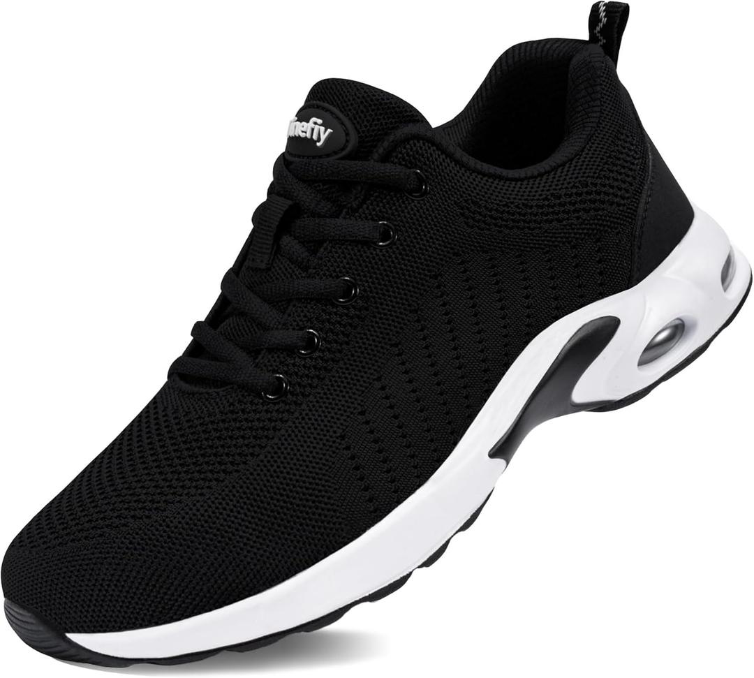 Tinefiy Steel Toe Shoes for Women Lightweight Safety Shoes Air Cushion Comfortable Slip Resistant Indestructible Womens Puncture Proof Work Shoe (7, 03black White)