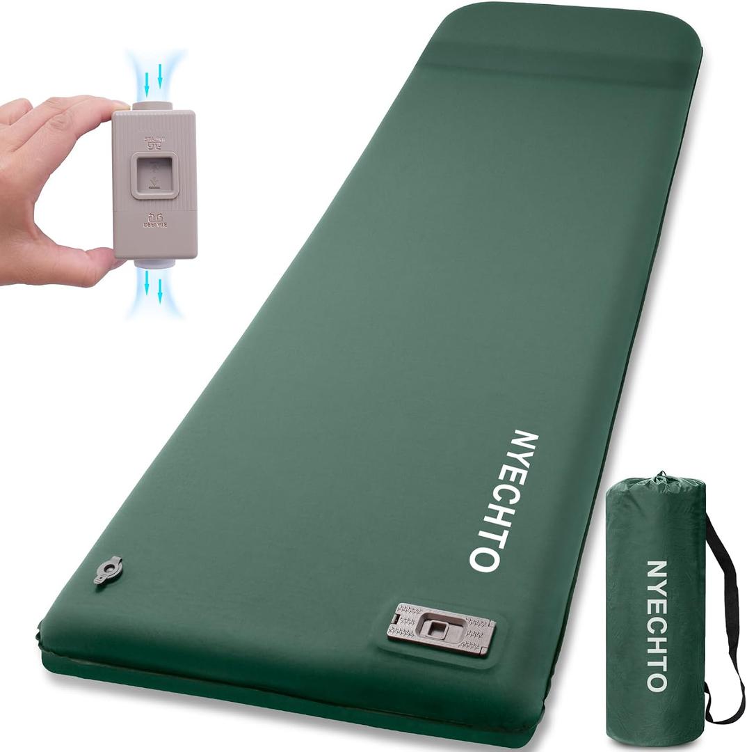 Self Inflating Sleeping Pad with Electric Pump, 3.14" Ultra-Thick Memory Foam Sleeping Mats for Camping,Easy Inflate&Deflate,9.5 R-Value Insulated Camping Mattress Pad with Pillow for Car Travel Tent, Single