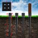 LADECH 4x4 Fence Post Anchor Ground Spike 36 Length Metal Black Powder Coated Mailbox Post Anchors Fit 3.5x3.5 Lumber (4, Black)
