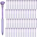 Crystal Pens Bulk, Big Bling Diamond Ballpoint Black Gel Ink Pen, Rhinestone Bridal Shower Cute Pretty Fancy Glitter Neutral Pens Office School Supplies for Women Students Teacher (Purple 60 Pcs)
