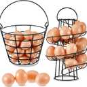Zubebe 2 Pcs Egg Basket Storage, Spiral Fresh Egg Collecting Holder Countertop Metal Wire Rack Functional Dispenser for Kitchen Display(9.4'',handle Style)
