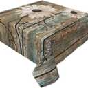 Sunflowers Tablecloth 54x54 Inch Square, Vintage Rustic Daisy on Wooden Board Table Cloth Farmhouse Spring Summer Decorations Floral Table Cover for Party Picnic Kitchen Dinner Decor Outdoor