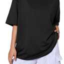 Kinglaman 5 Pack Womens Oversized T Shirts Crew Neck Loose Fit Short Sleeve Tshirts Summer Workout Plus Size Tee Tops