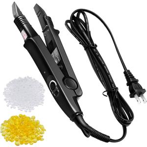 Lothee Hair Extension Tool with Keratin Glue Granule Beads, US Plug, Professional Hair Extensions Tools Heat Iron Connector Wand for U Tip Hair Extensions, B Head (Black)
