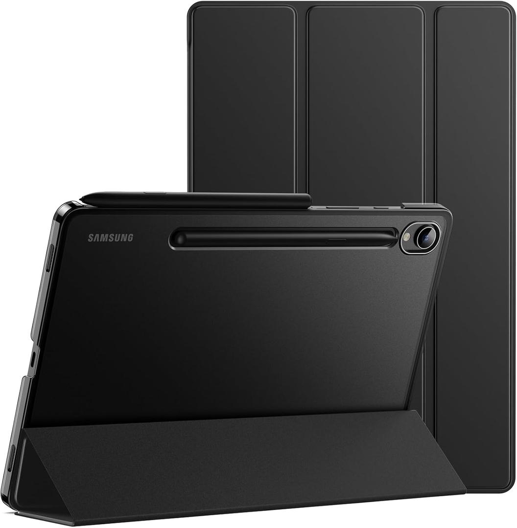 JETech Case for Samsung Galaxy Tab S10 Ultra/Tab S9 Ultra 14.6-Inch, Translucent Back Tri-Fold Stand Protective Tablet Cover, Support S Pen Charging, Auto Wake/Sleep (Black)