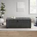 GRAINELL Storage Ottoman Bench, Upholstered Tufted Bedroom Bench with Storage, End of Bed Storage Bench for Living Room & Entryway, 350 lb Capacity, Linen Dark Gray