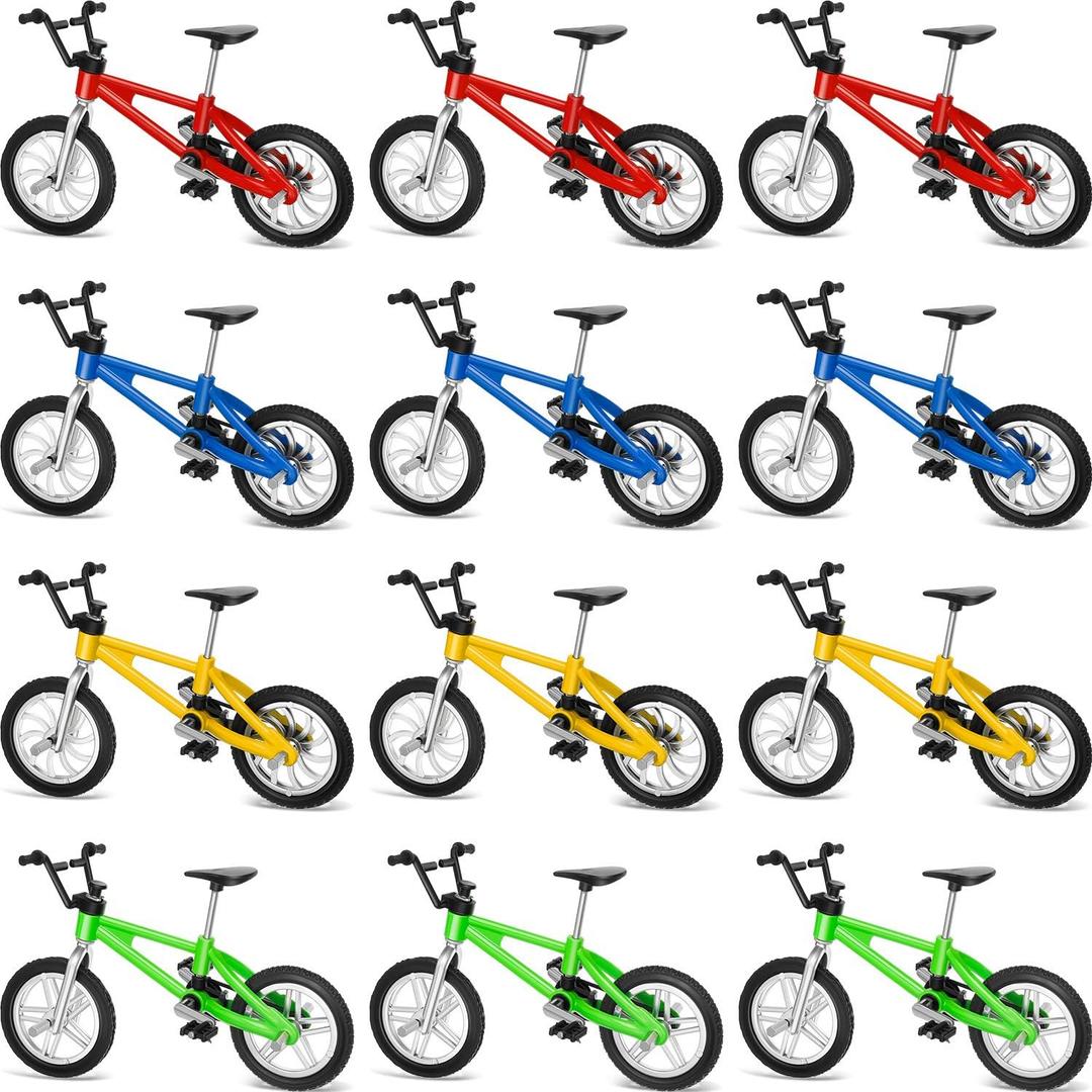 Gejoy 12 Pieces Mini Finger Bikes Mini BMX Bikes Games End of the Year Student Gifts Bulk Miniature Bicycle Toys for Kids Adults Birthday Party Gifts(Vintage Color)