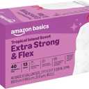 Amazon Basics Extra Strong & Flex Tall Kitchen Drawstring Trash Bags, Tropical Island Scent, 13 Gallon, 40 Count