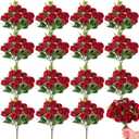 Zeyune 16 Bunches 12 Inch Artificial Mini Rose Bouquet 160 Heads Bridal Flower Bouquets Fake Silk Rose Bulk for Wedding Bridal Shower Christmas Home Office Garden Decoration(Red)