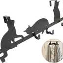 Evelots Over The Door 4 Hook Towel/Coat Rack Hanger Organizer, Kitty Cat Design-Easy No Tool Installation-Black Iron-Holds 20 lbs.