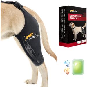 Dog Knee Brace for Torn ACL Hind Leg, Hot/Cold Compress for Patella Dislocation or Osteoarthritis, Cruciate Ligament Injuries, for Medium & Large Dogs(Left Leg,XL)
